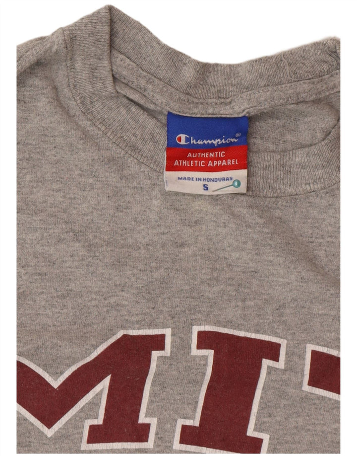 Champion Mens Graphic Top Long Sleeve Small Grey Cotton