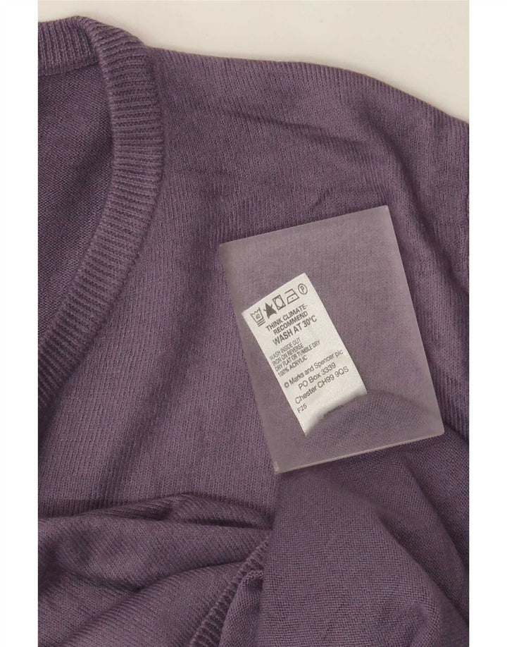 Marks & Spencer Mens Blue Harbour V-Neck Jumper Sweater Small Purple