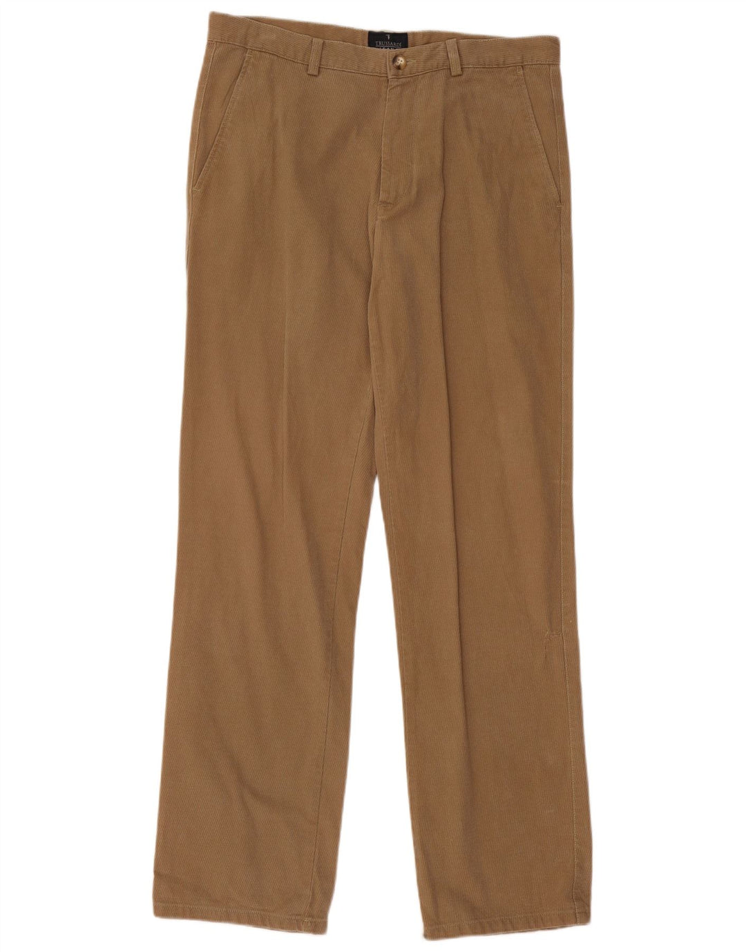 TRUSSARDI Mens Straight Chino Trousers IT 50 Large W34 L34 Beige Pinstripe