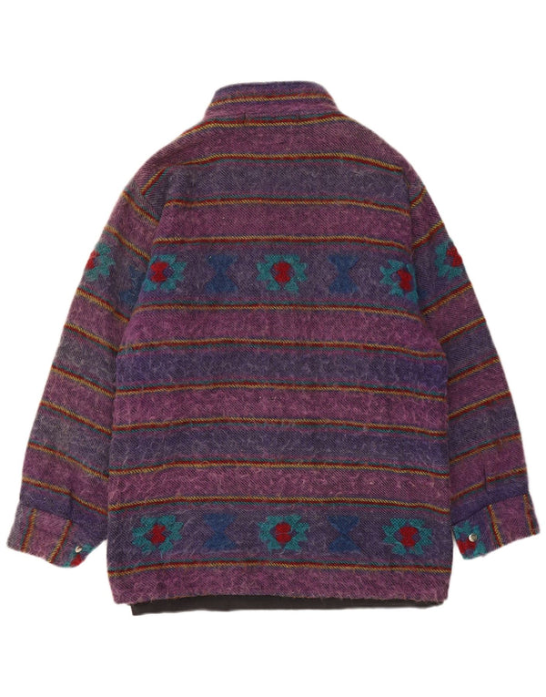 Vintage Mens Duffle Coat UK 40 Large Purple Striped