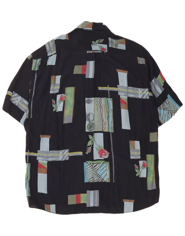 TIPO' S Mens Short Sleeve Shirt 2XL Black Patchwork Viscose