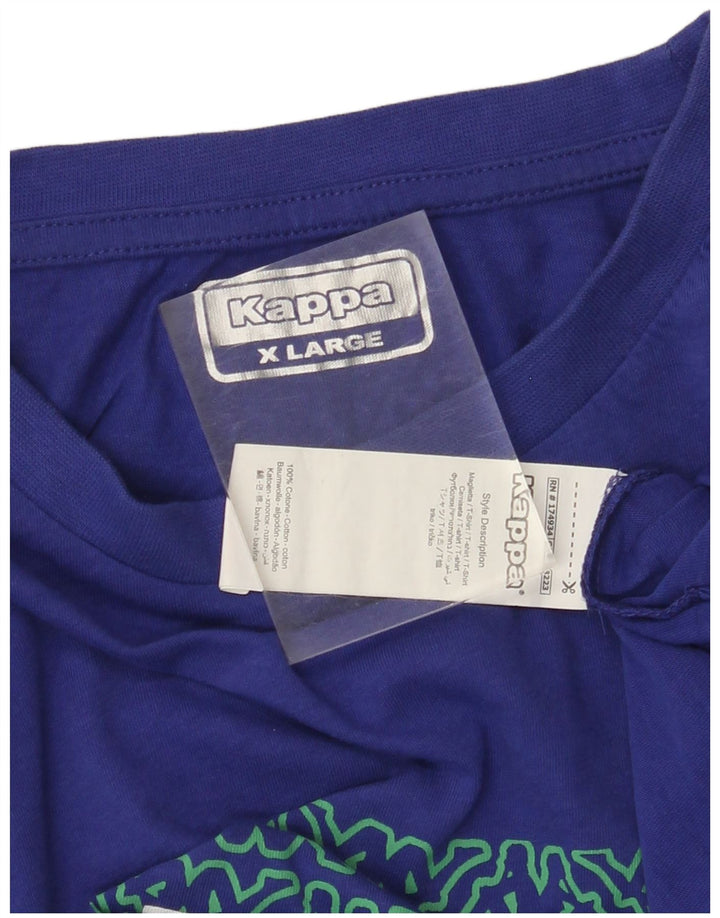 KAPPA Mens Graphic T-Shirt Top XL Blue Cotton