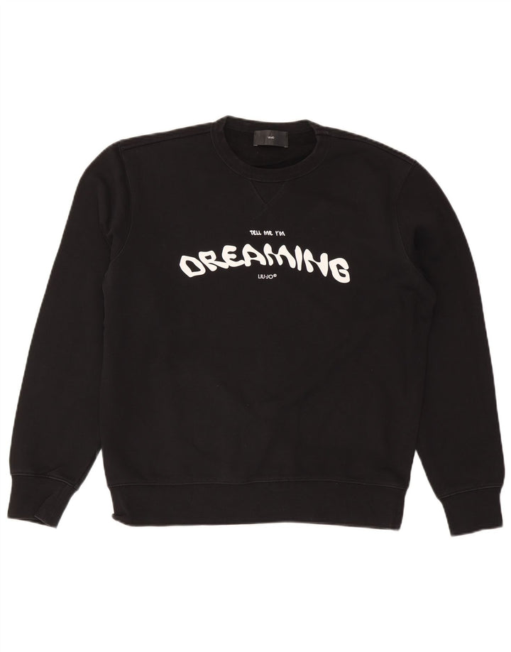 Liu Jo Mens Graphic Sweatshirt Jumper Medium Black Cotton