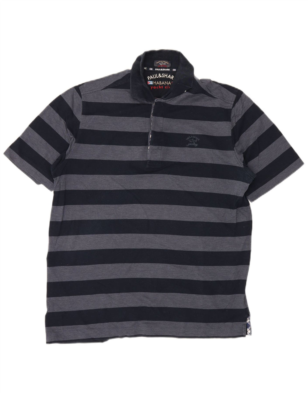 PAUL & SHARK Mens Yachting Polo Shirt Medium Navy Blue Striped Cotton