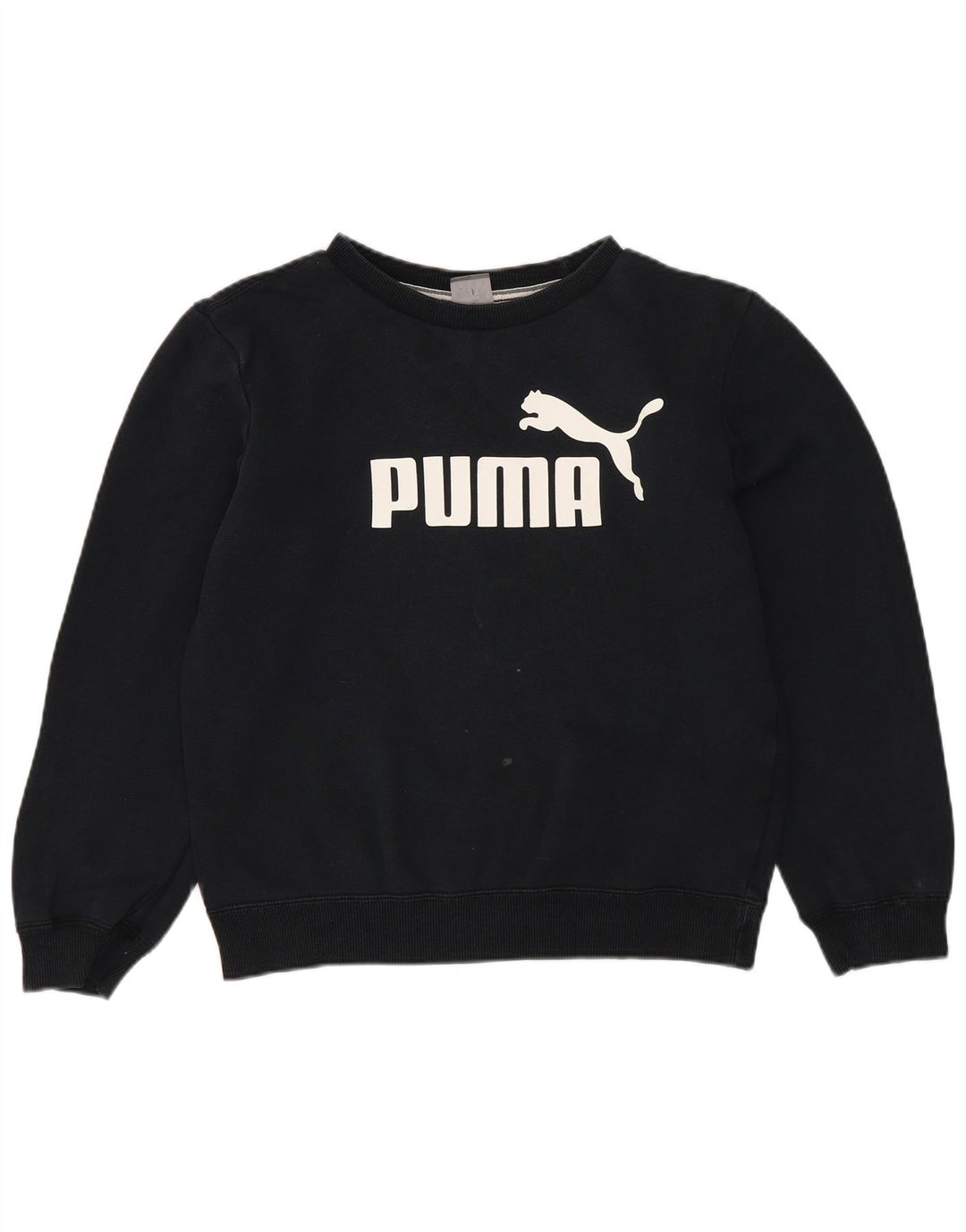 Puma Girls Crop Graphic Sweatshirt Jumper 11-12 Years Black Polyester