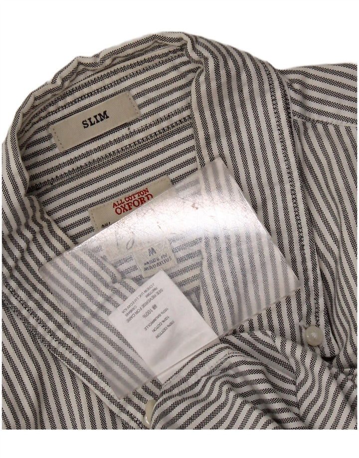 J. CREW Mens Oxford Slim Fit Shirt Medium Grey Pinstripe Cotton
