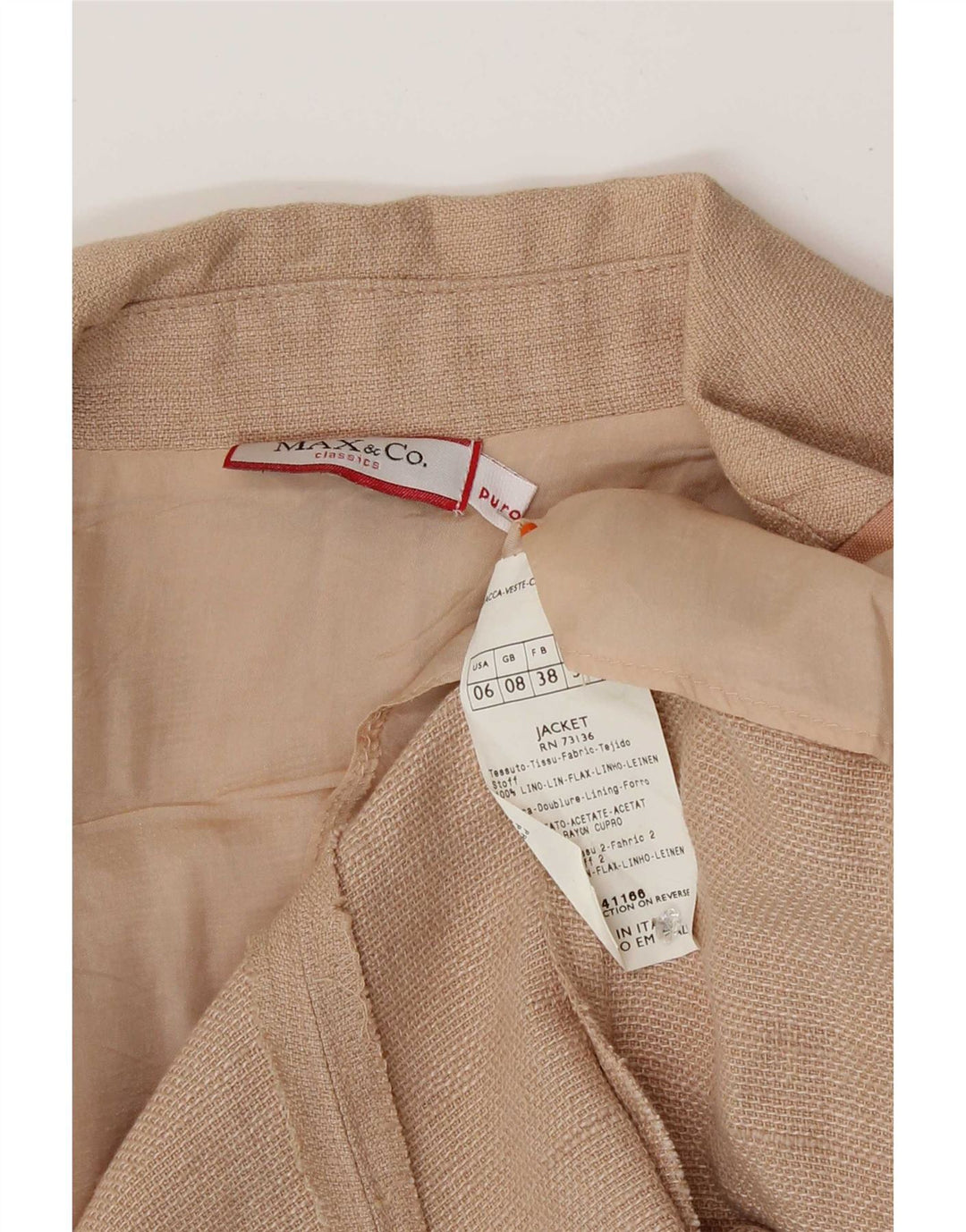 Max & Co. Womens 3 Button Blazer Jacket UK 8 Small Pink Linen