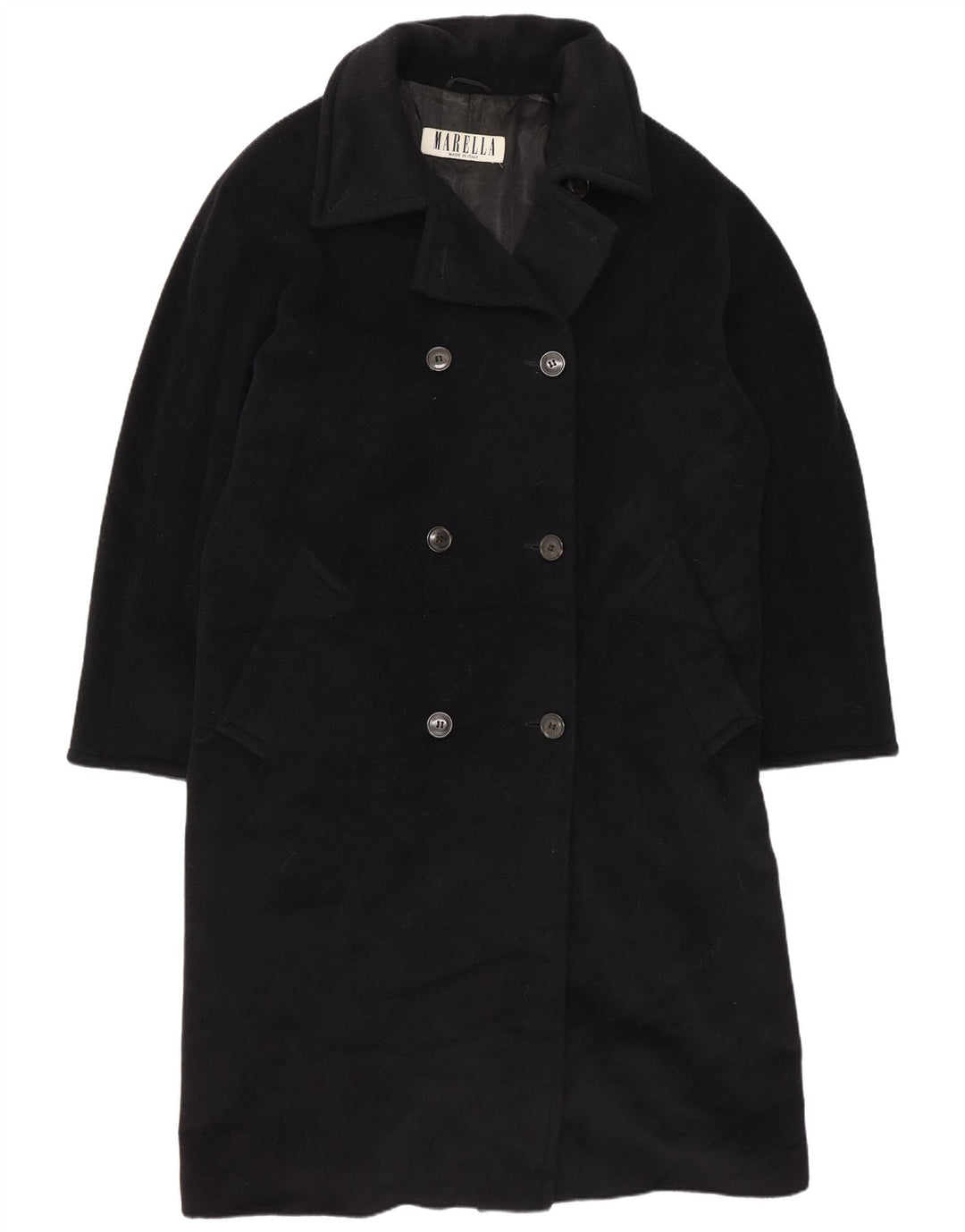 Marella Womens Double Breasted Coat UK 12 Medium  Black Wool