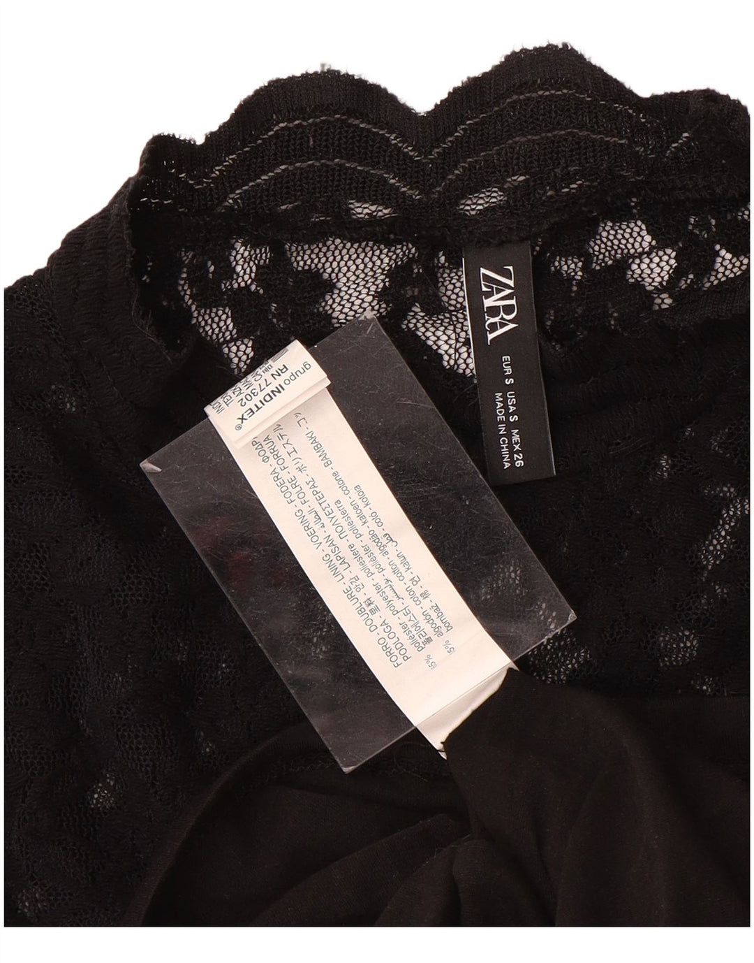 Zara Womens Lace Blouse Top UK 8 Small Black Floral Polyester