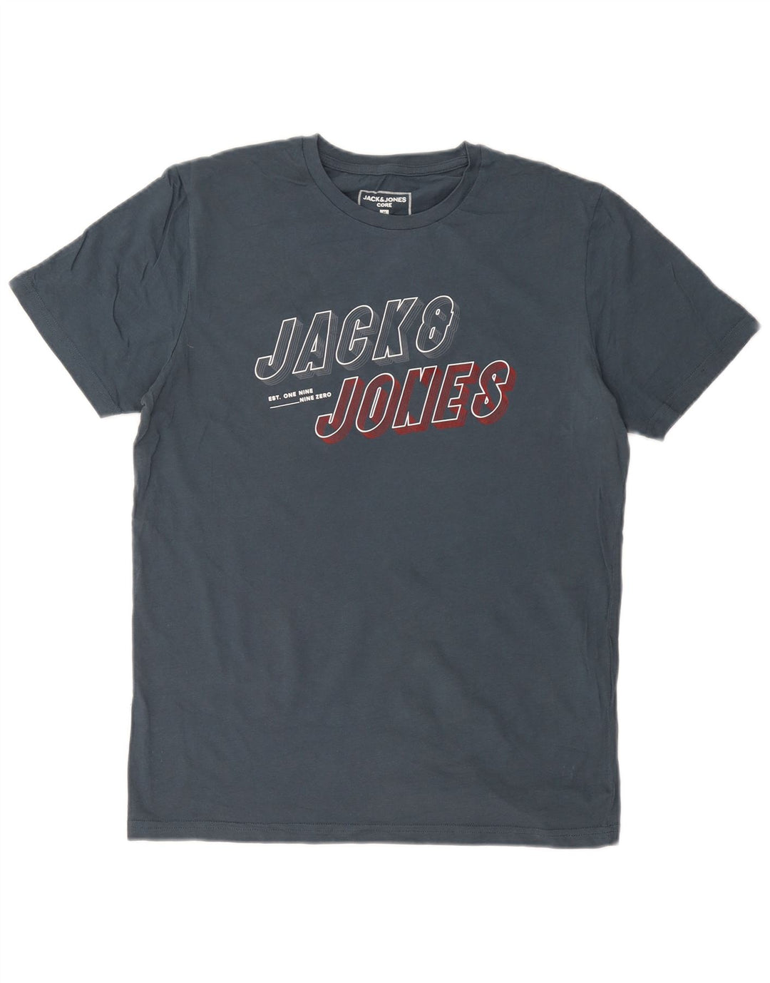 JACK & JONES Mens Graphic T-Shirt Top Medium Navy Blue Cotton