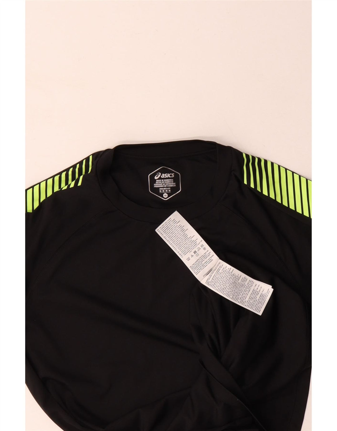 ASICS Mens T-Shirt Top Medium Black Colourblock Polyester