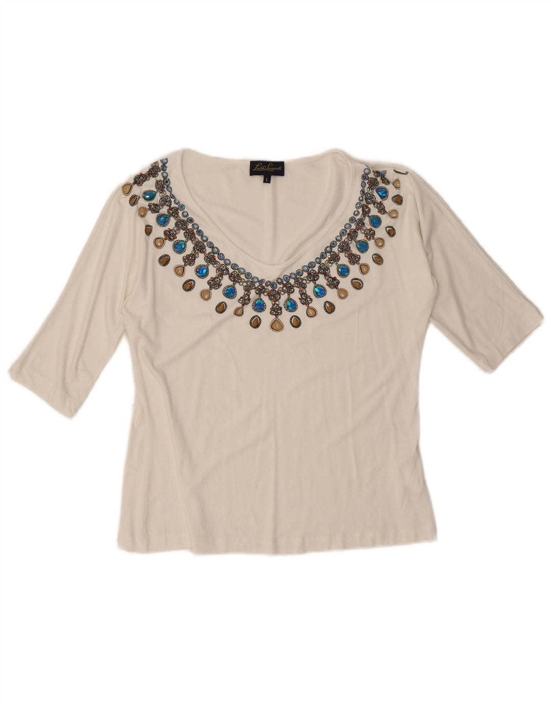 Luisa Spagnoli Womens Blouse Top UK 14 Large White Viscose