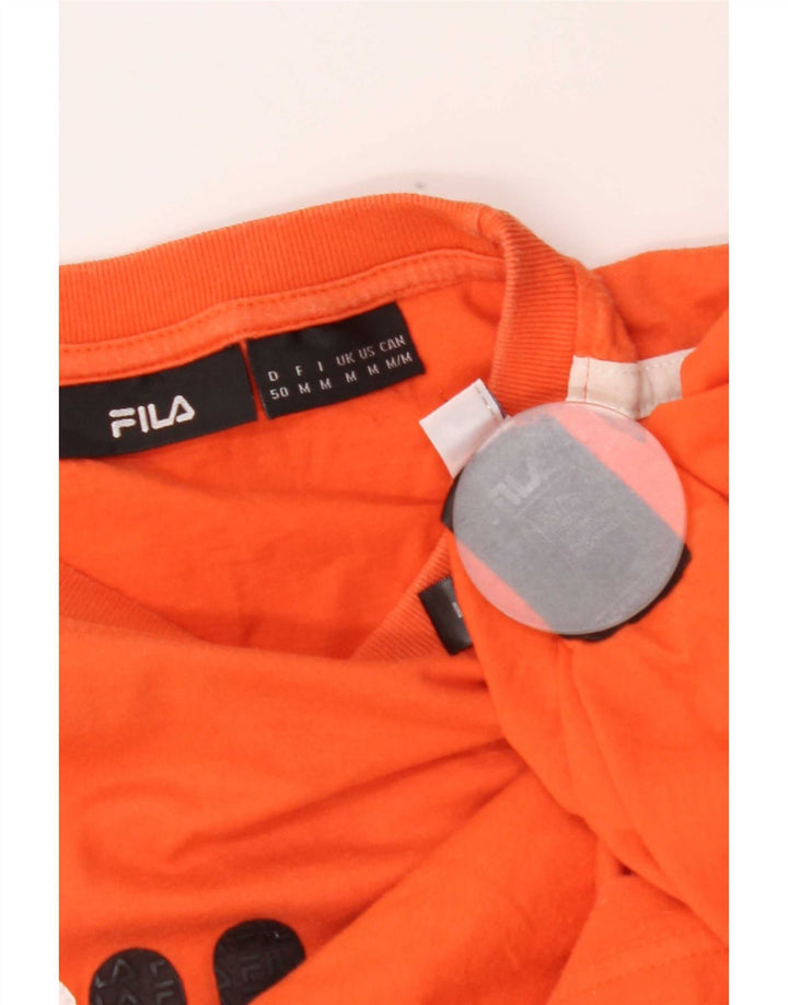 Fila Mens Graphic T-Shirt Top Medium Orange Striped Cotton