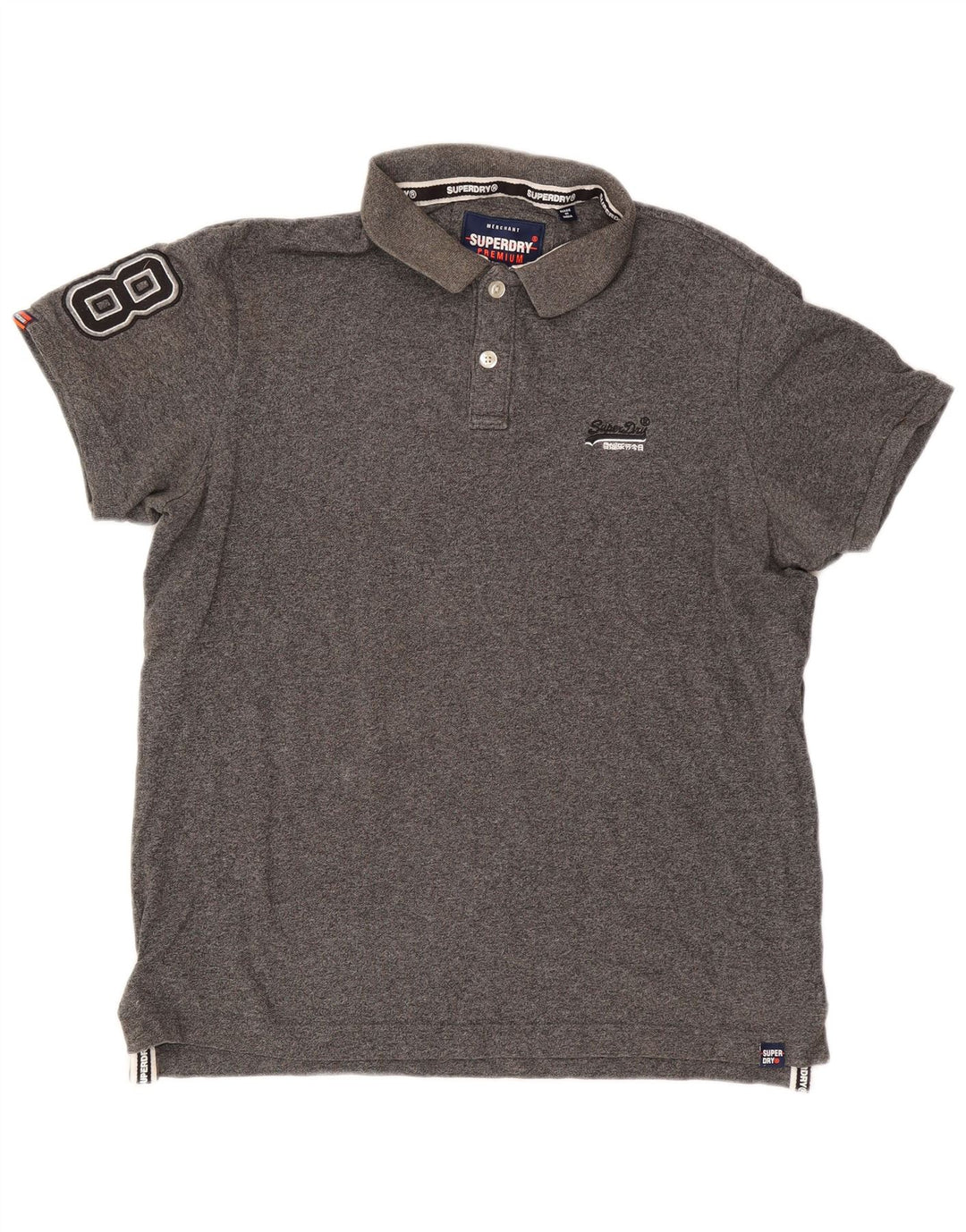 SUPERDRY Mens Graphic Polo Shirt 3XL Grey Cotton