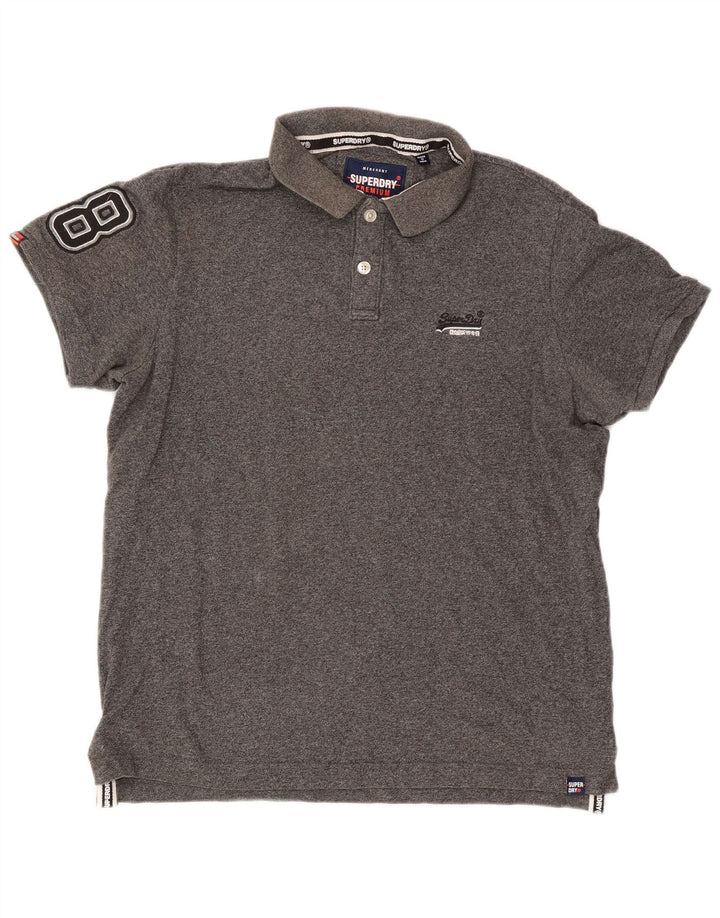 SUPERDRY Mens Graphic Polo Shirt 3XL Grey Cotton