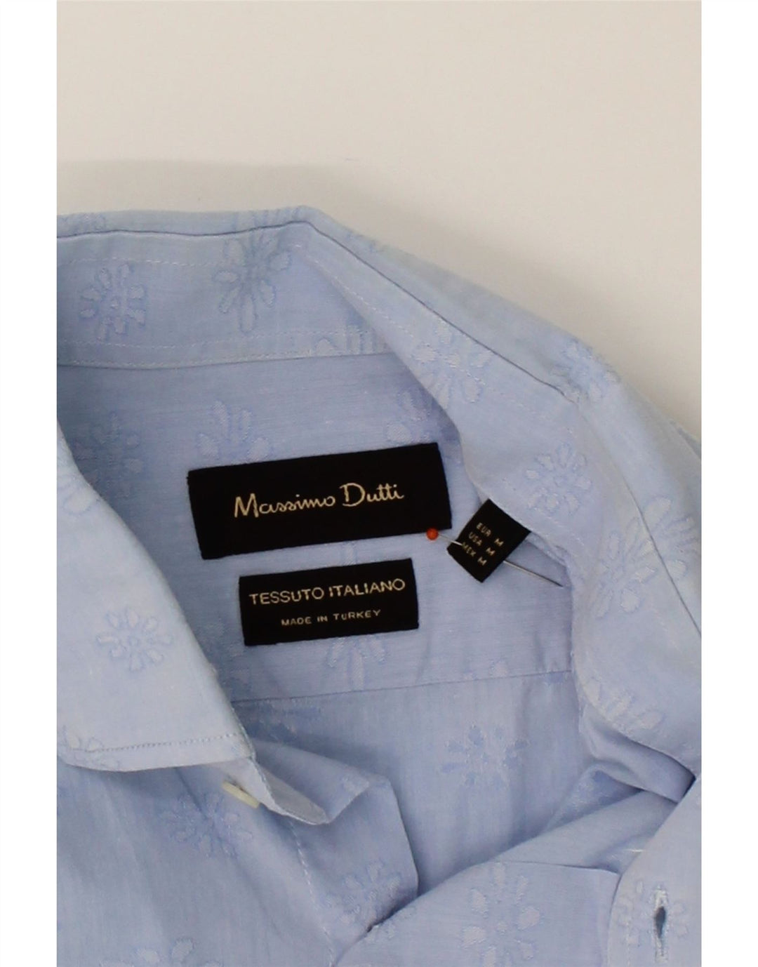 MASSIMO DUTTI Mens Shirt Medium Blue Floral Cotton Vintage Massimo Dutti and Second-Hand Massimo Dutti from Messina Hembry 