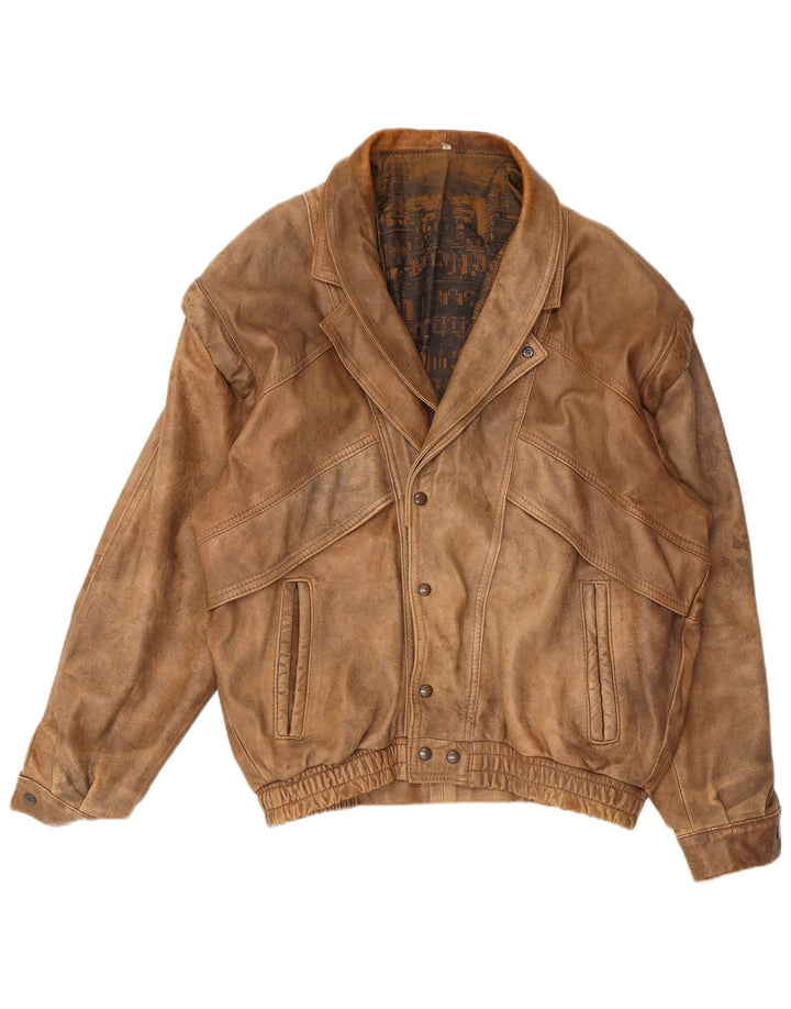 Vintage Mens Leather Jacket UK 40 Large Beige