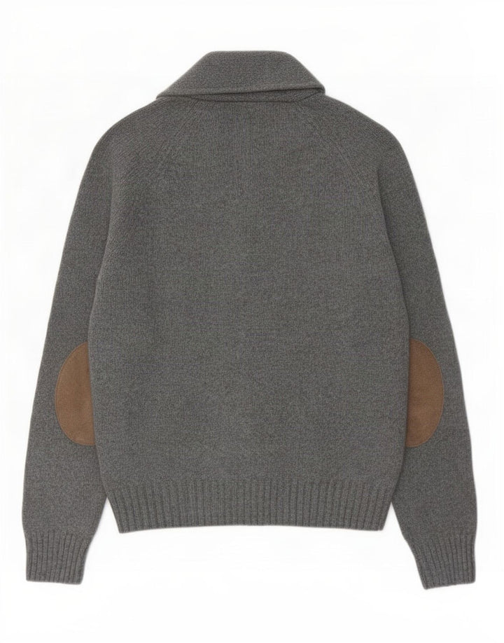 Zara Mens Cardigan Sweater Medium Grey Polyester