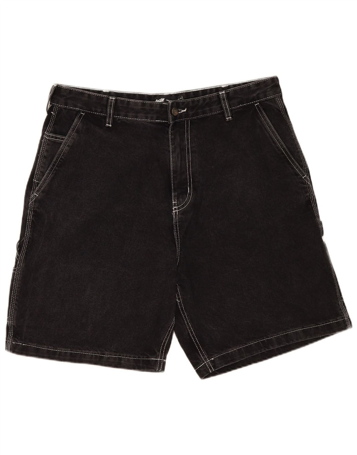 Pull & Bear Mens Cargo Denim Shorts EU 46 XL W36 Black