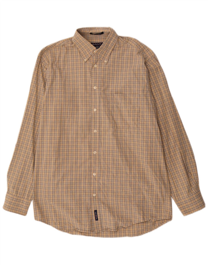 Gant Mens Shirt Medium Beige Check Cotton