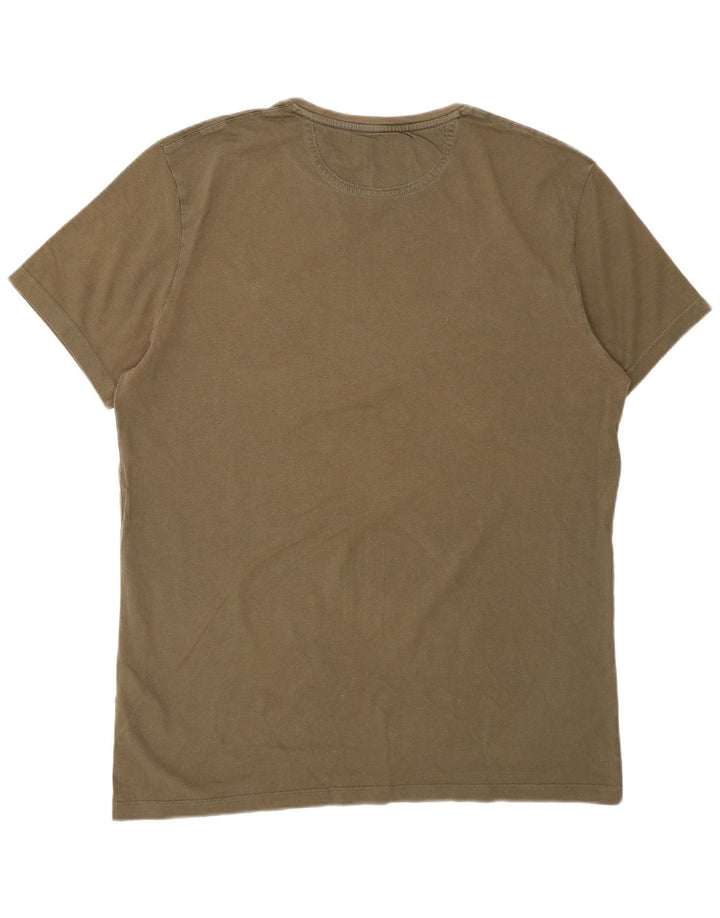 TIMBERLAND Mens Slim Fit T-Shirt Top Large Khaki Cotton
