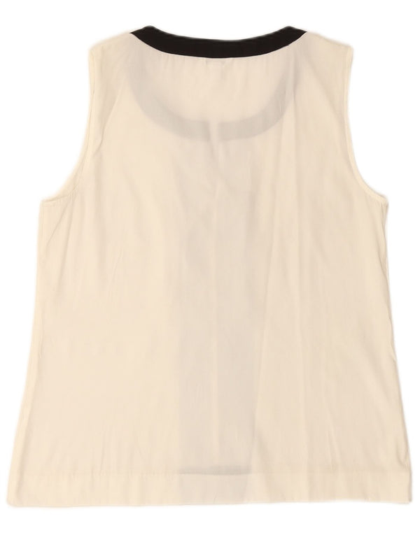 CALVIN KLEIN Womens Sleeveless Blouse Top UK 14 Medium White Colourblock