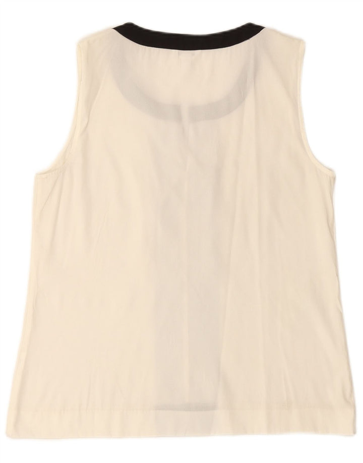 CALVIN KLEIN Womens Sleeveless Blouse Top UK 14 Medium White Colourblock