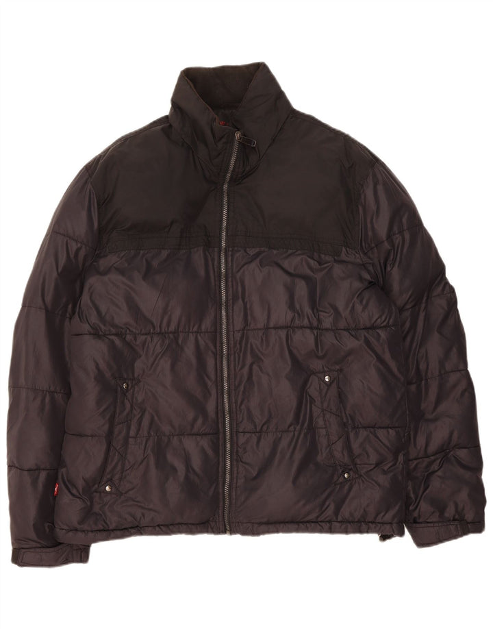 LEVI'S Mens Padded Jacket UK 40 Large Black Colourblock Polyamide