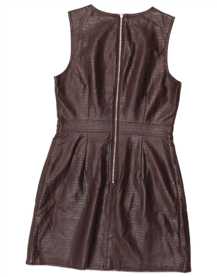 WAREHOUSE Womens Sleeveless Sheath Dress UK 12 Medium Brown Animal Print