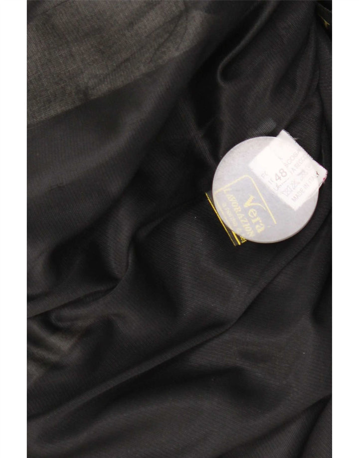 Vintage Womens Leather Coat IT 48 XL Black
