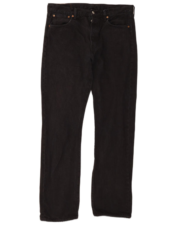LEVI'S Mens 501 Straight Jeans W34 L34 Black Cotton