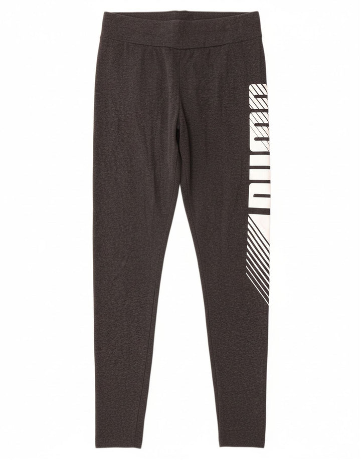 PUMA Womens Graphic Leggings UK 14 Medium  Grey Cotton