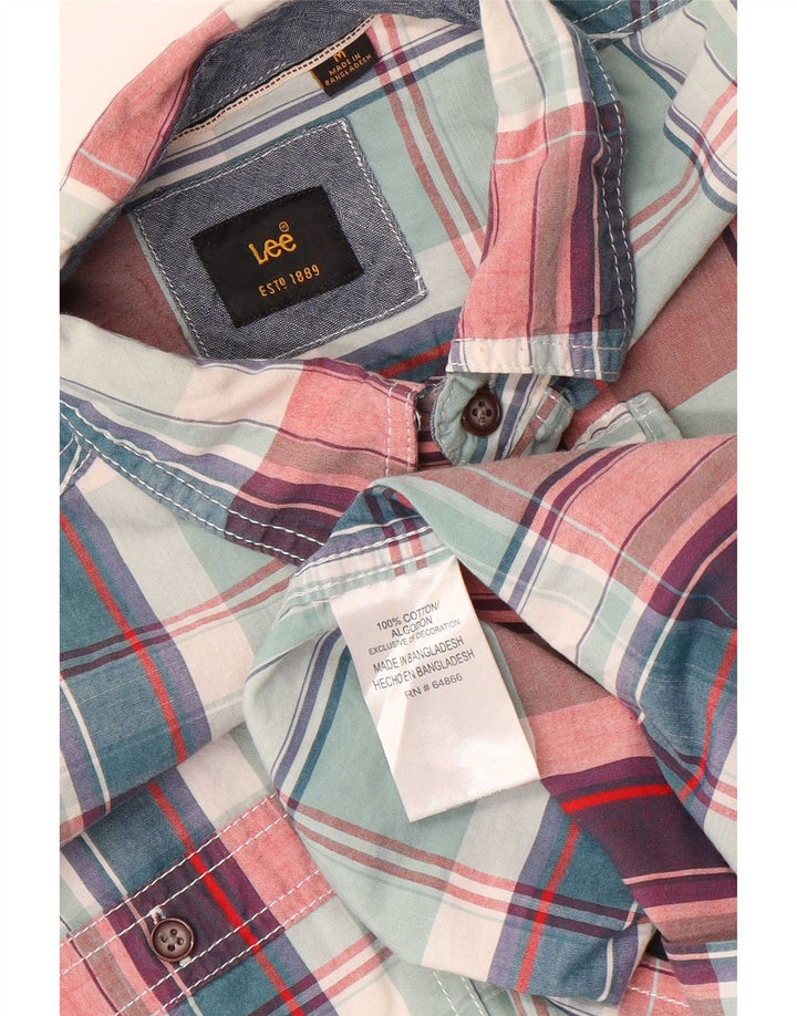 Lee Mens Shirt Medium Green Check Cotton