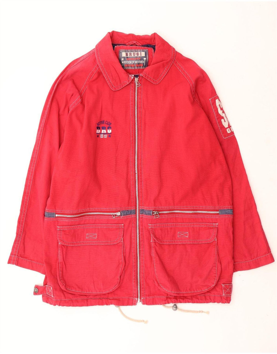 Brugi Mens Graphic Utility Jacket IT 52 XL Red Cotton