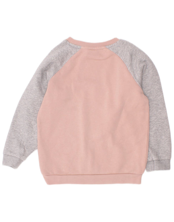 Puma Girls Graphic Sweatshirt Jumper 3-4 Years Pink Colourblock Cotton