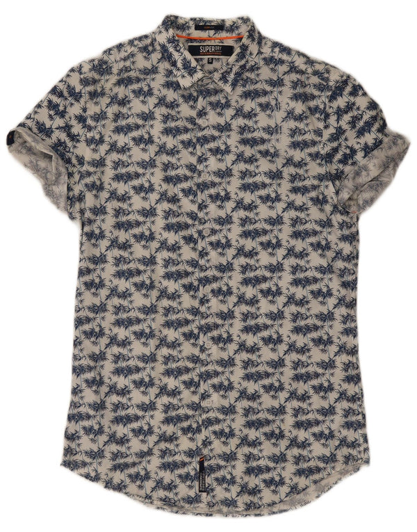Superdry Mens Short Sleeve Slim Fit Shirt Small White Floral Hawaiian