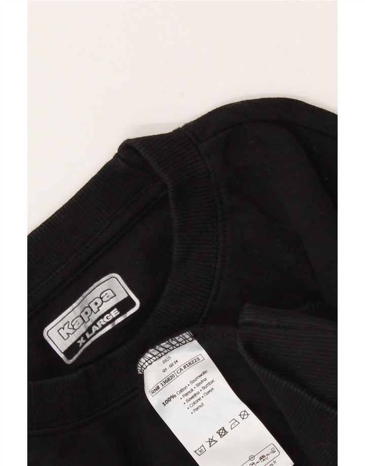 Kappa Mens Graphic Sweatshirt Jumper XL Black Cotton