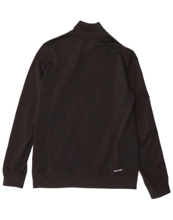 ADIDAS Boys Aeroready Tracksuit Top Jacket 13-14 Years Black Colourblock