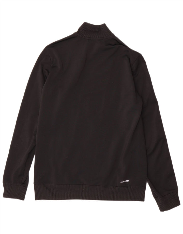 ADIDAS Boys Aeroready Tracksuit Top Jacket 13-14 Years Black Colourblock