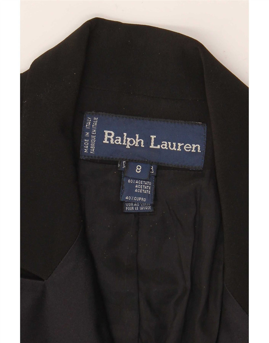 Ralph Lauren Womens Double Breasted Coat US 8 Medium Black Acetate