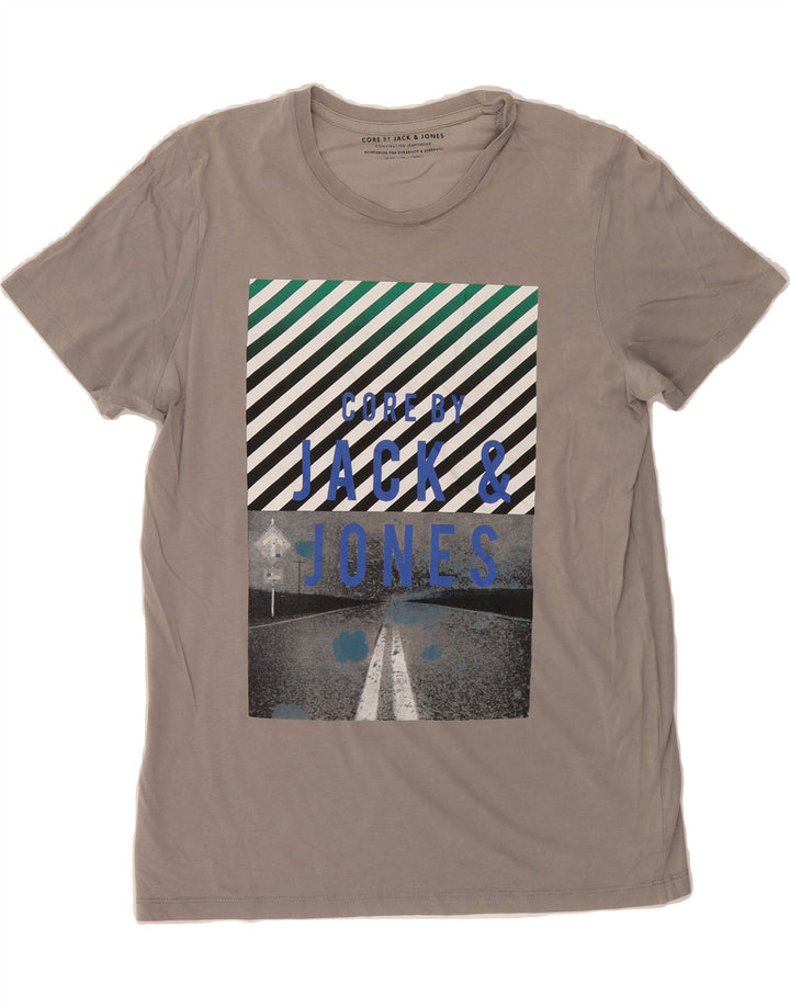 JACK & JONES Mens Graphic T-Shirt Top Large Grey Vintage Jack & Jones and Second-Hand Jack & Jones from Messina Hembry 