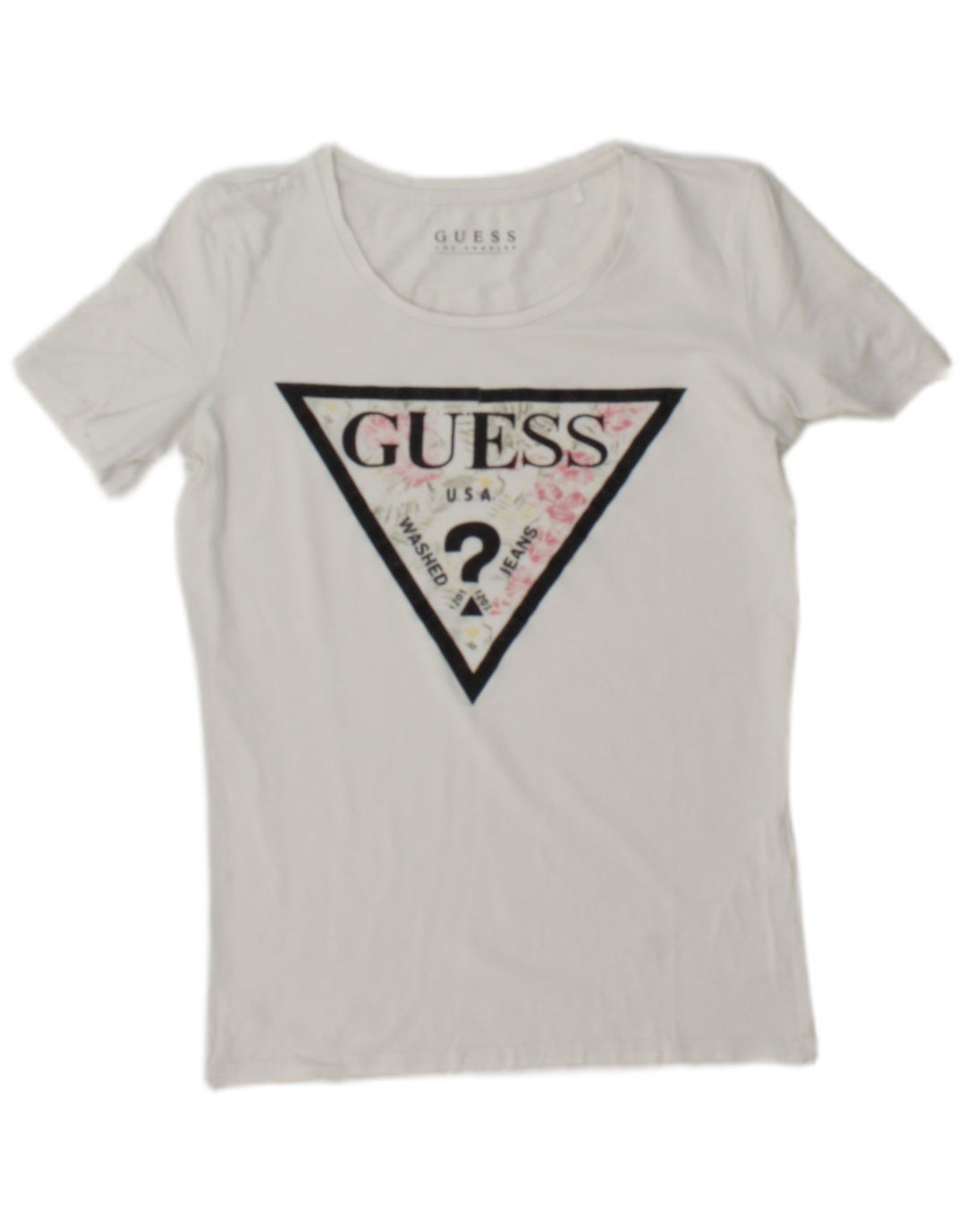 Guess Womens Graphic T-Shirt Top UK 12 Medium White