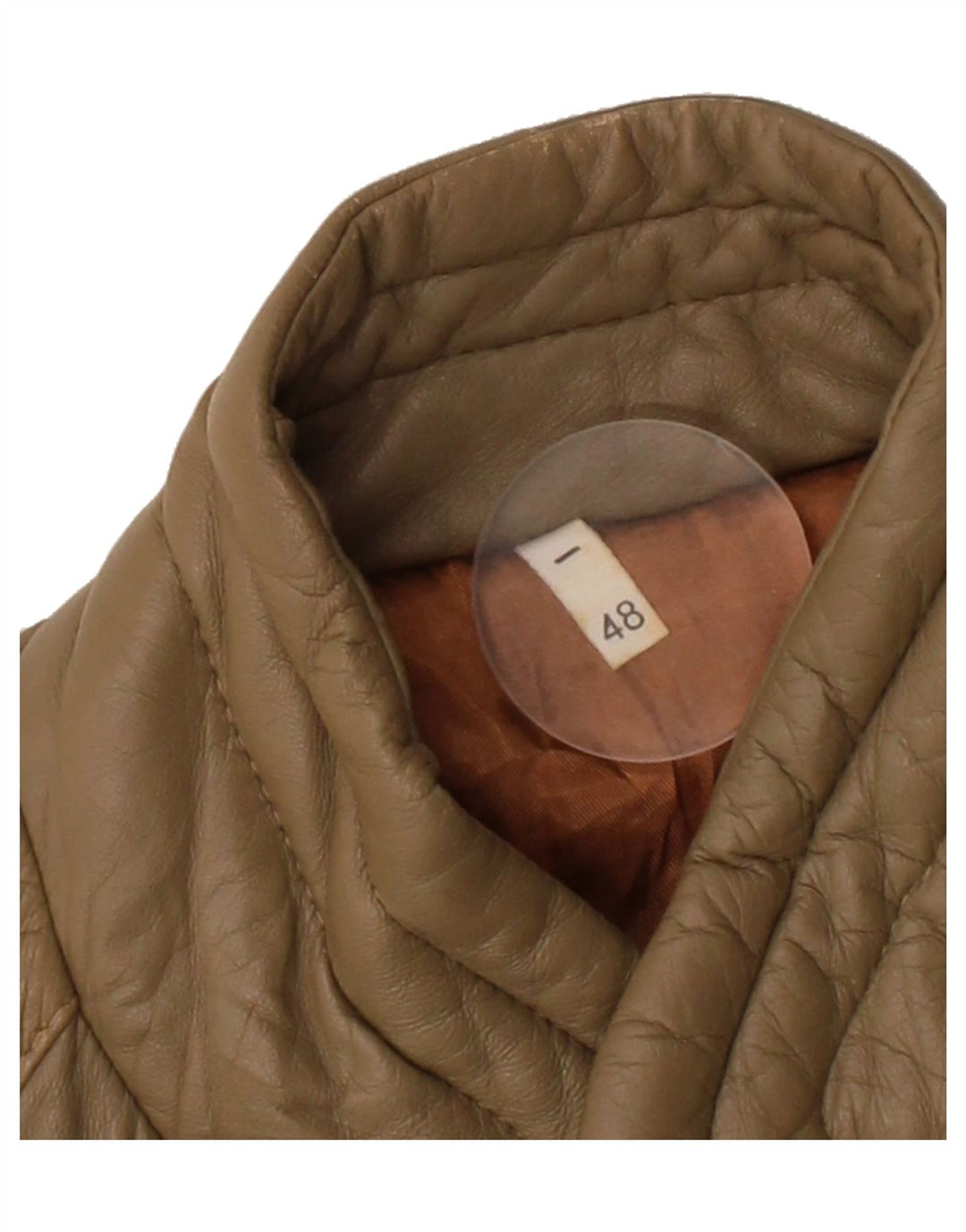VINTAGE Mens Leather Jacket IT 48 Medium Khaki Leather Vintage Vintage and Second-Hand Vintage from Messina Hembry 