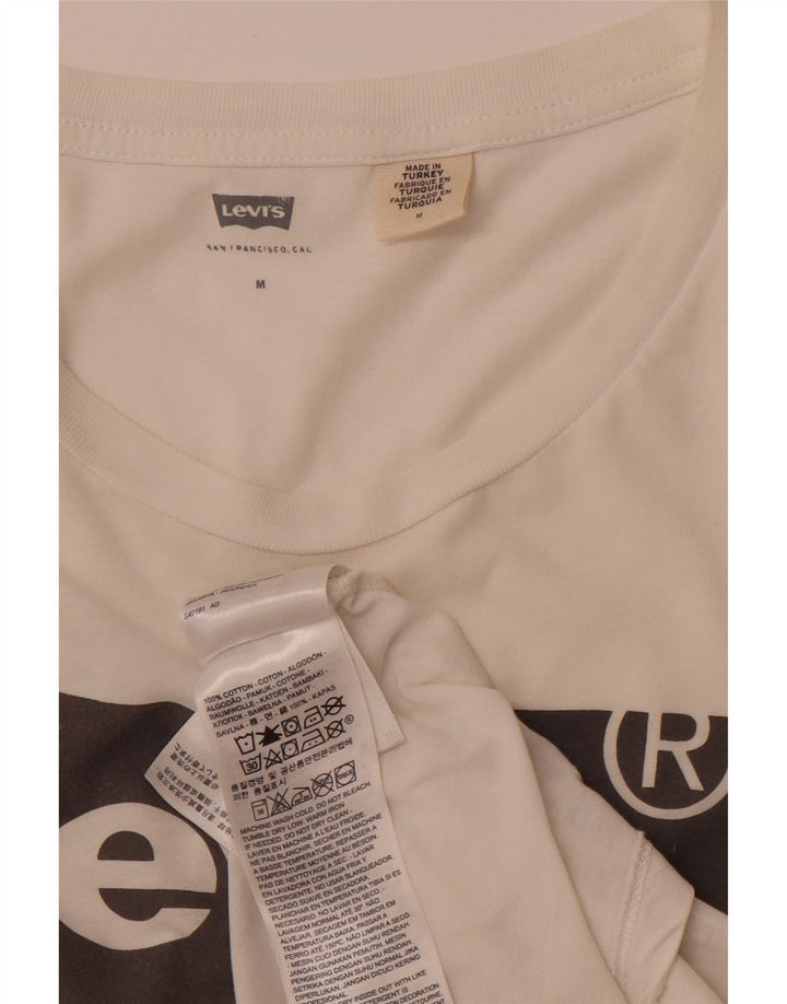 LEVI'S Womens Graphic T-Shirt Top UK 12 Medium White Cotton