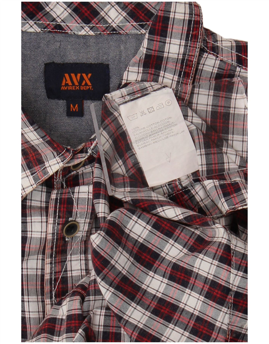 AVIREX Mens Short Sleeve Shirt Medium Red Check Cotton