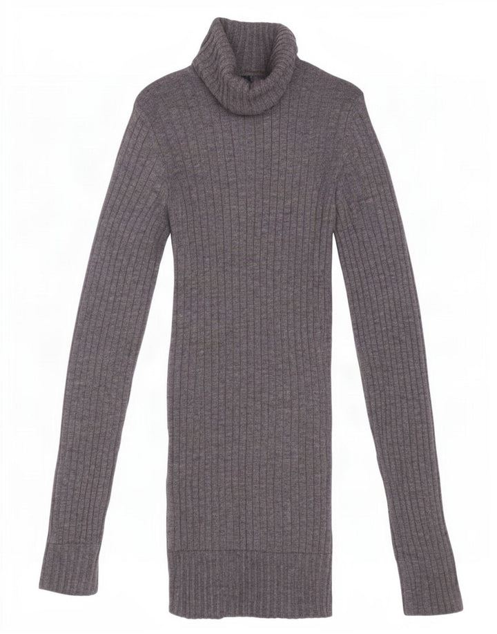 Zara Womens Roll Neck Jumper Sweater UK 8 Small Grey Wool