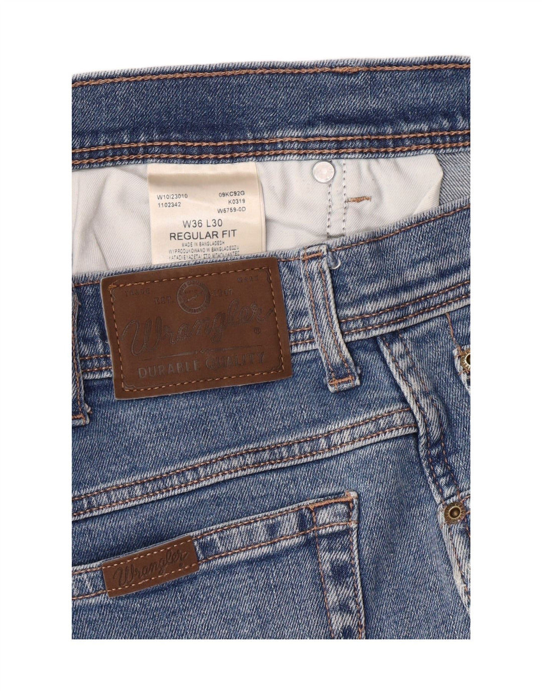 WRANGLER Mens Straight Jeans W36 L30 Blue Cotton