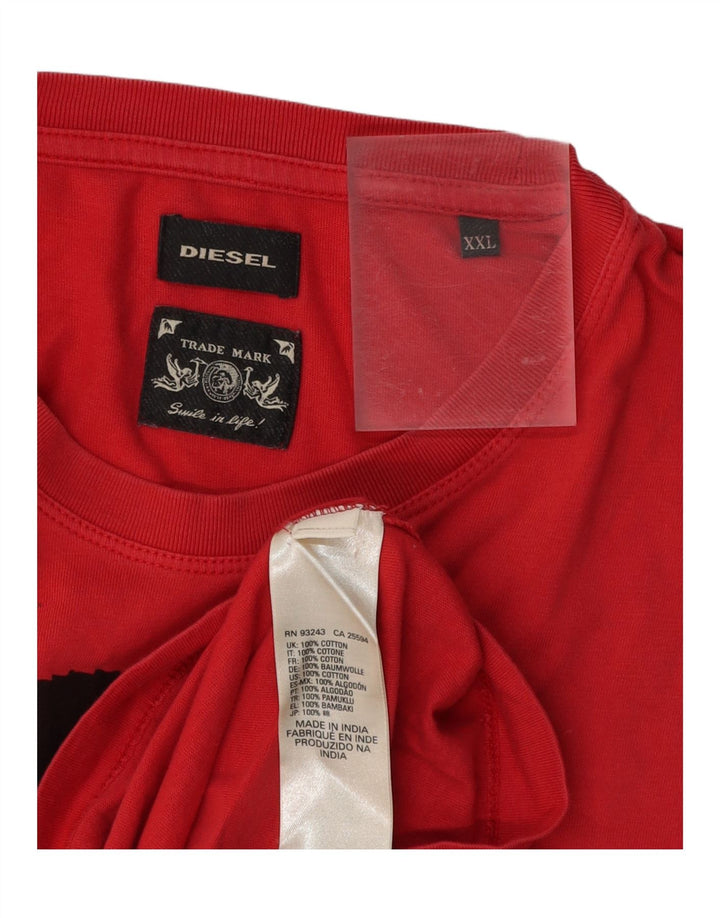 DIESEL Mens Graphic T-Shirt Top 2XL Red Cotton