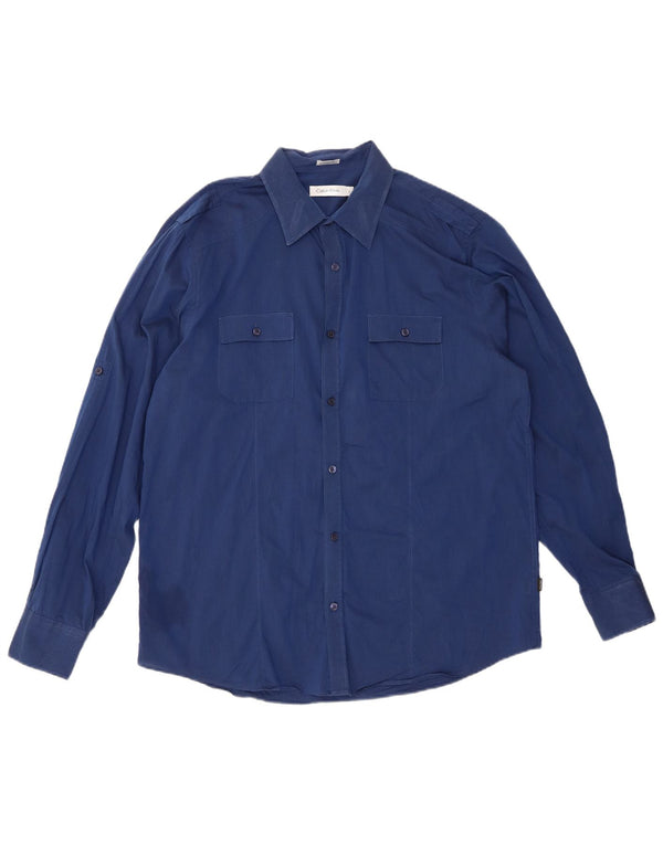 CALVIN KLEIN Mens Shirt Large Blue Cotton