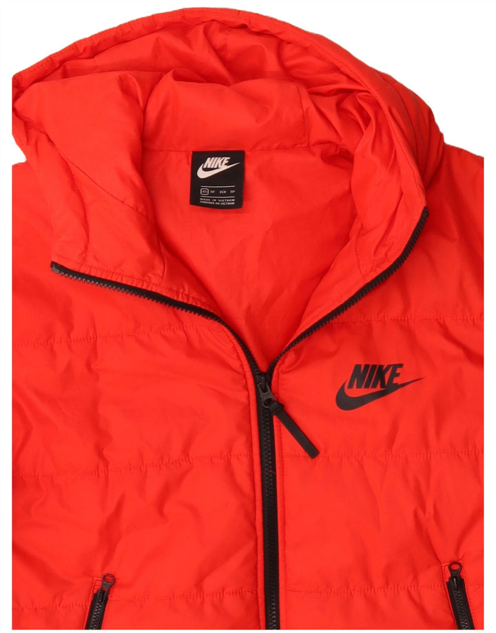 Nike Womens Hooded Oversized Padded Jacket UK 6 XS Orange Polyester